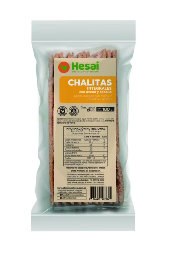 Chalitas Integrales con avena y cebolla 180g