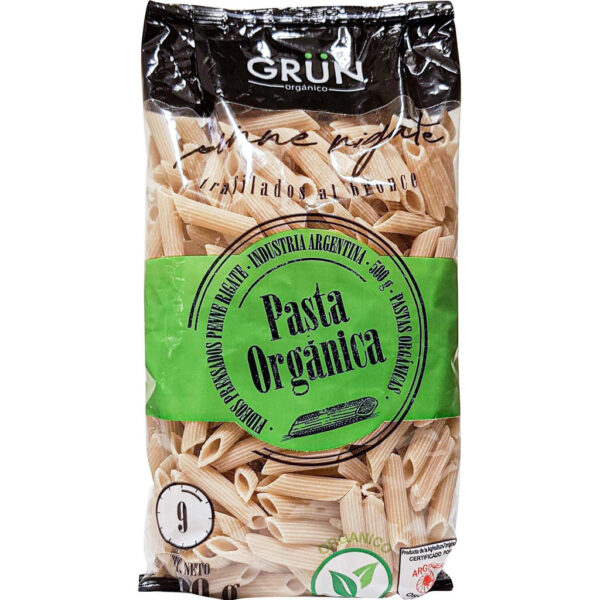 Fideos organico integral Penne rigate 500g - Grun