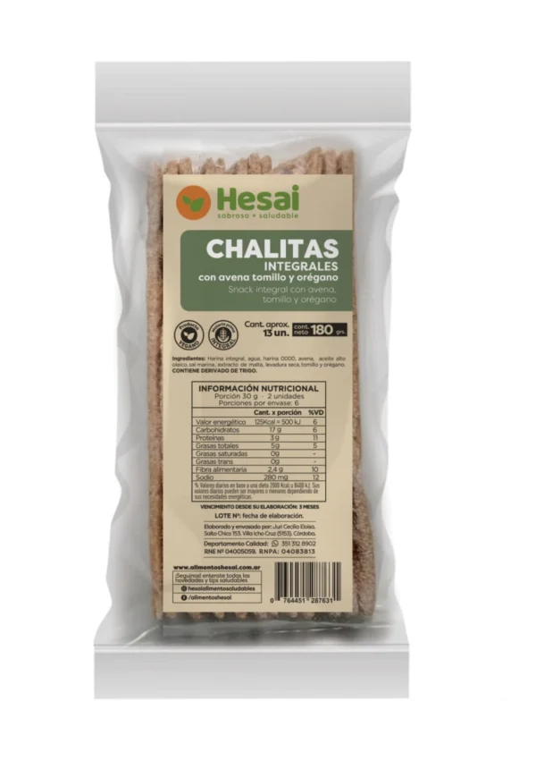 Chalitas Integrales con avena, tomillo y orégano 180g- La Francia